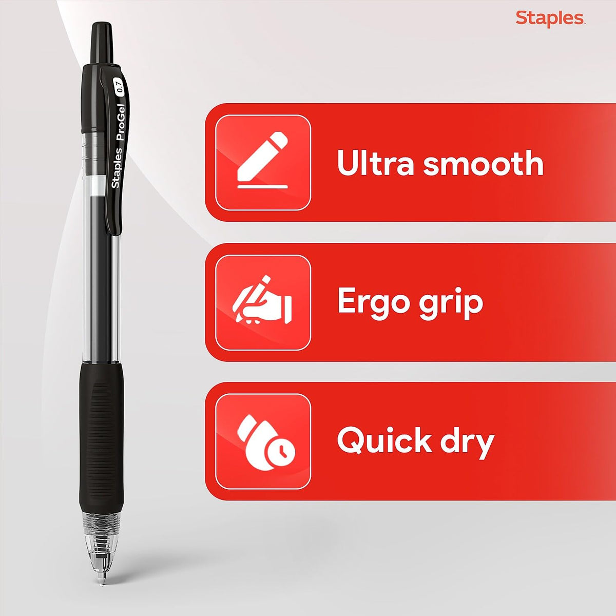 Staples ProGel Retractable Gel Pens, Fine 0.7mm, Black Ink, 36-Pk