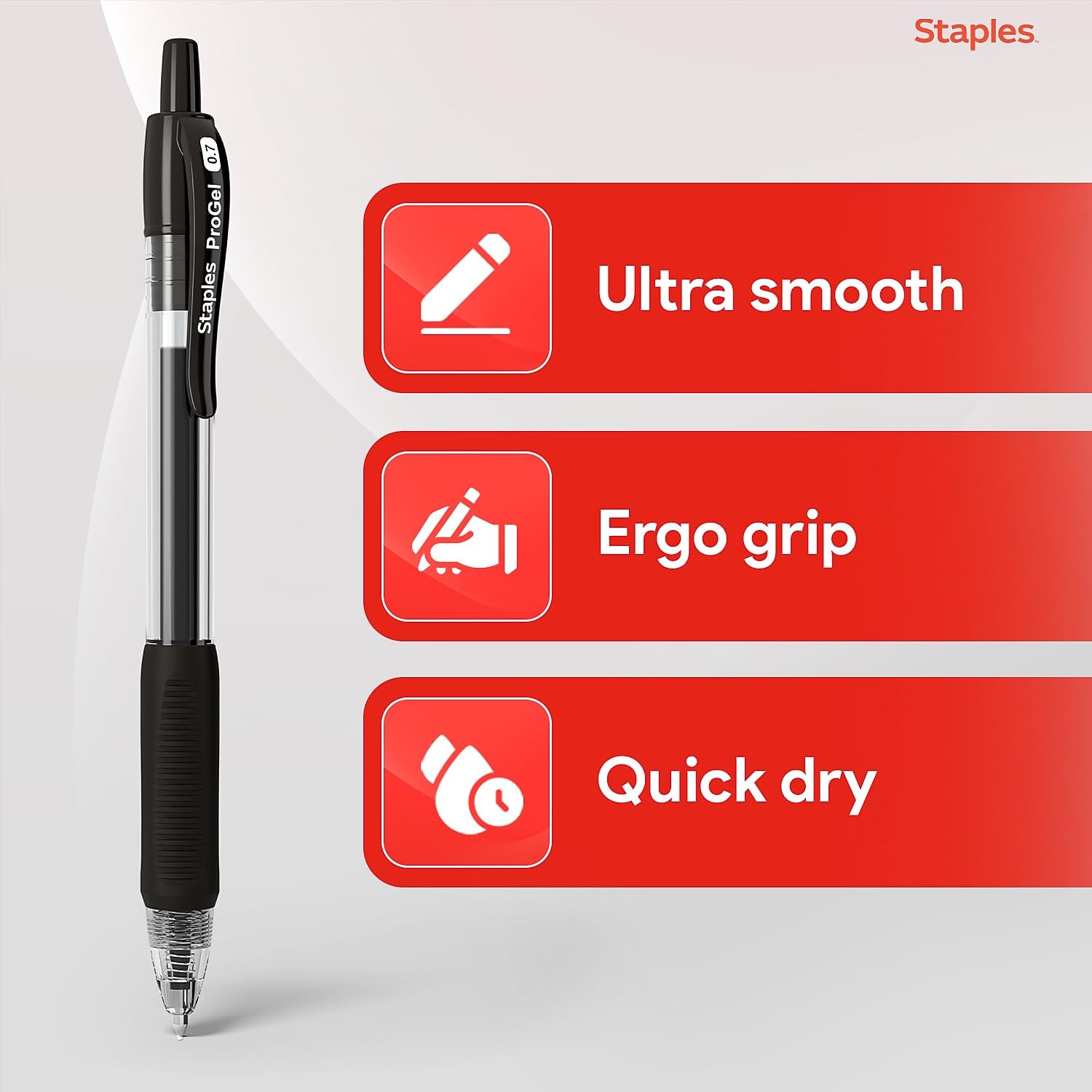 Staples ProGel Retractable Gel Pens, Fine 0.7mm, Black Ink, 36-Pk