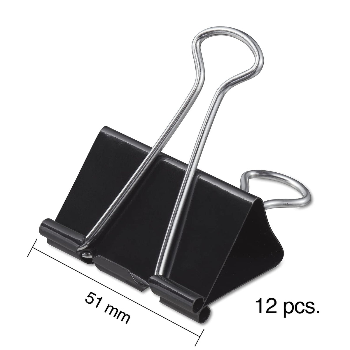 Staples Binder Clips, Large Size, 1 Inch Capacity, Black, 12-Pack