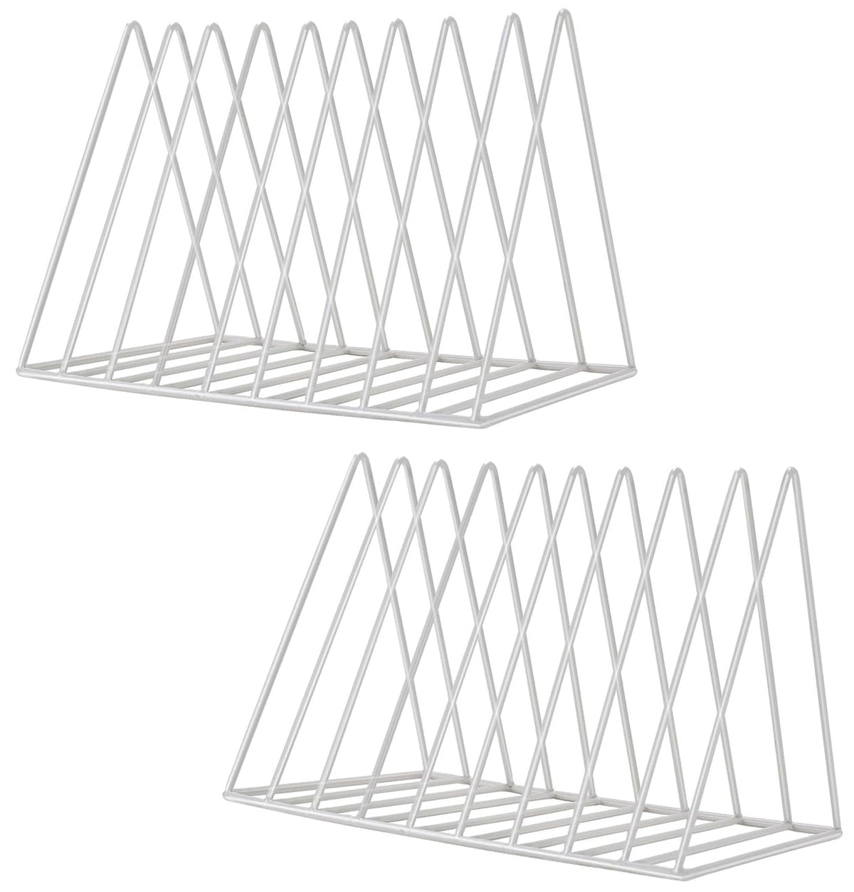 Sooyee 2 Pack 9 Slot White Magazine Holder, Desktop File Sorter Organizer Triangle Bookshelf Decor