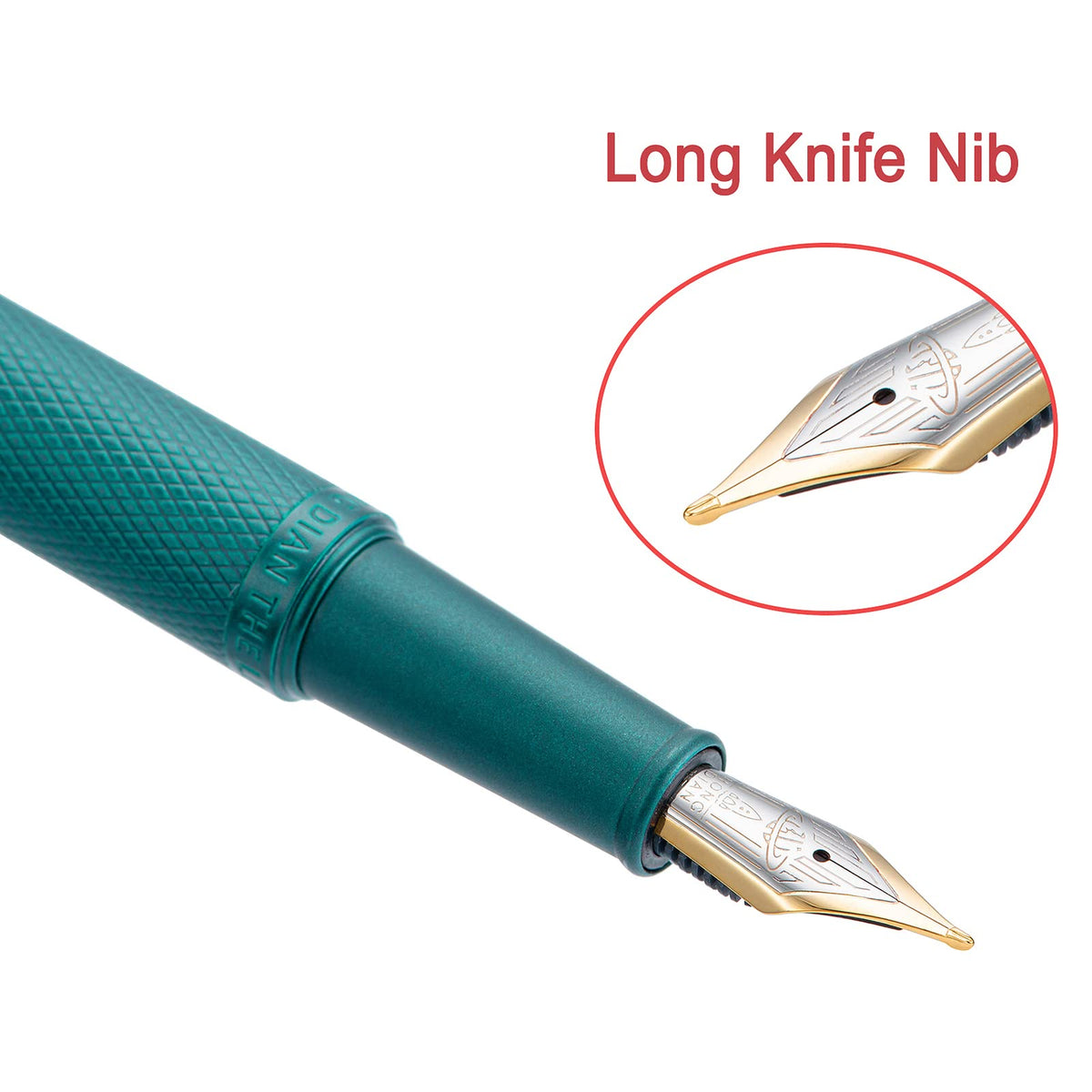 Hongdian Green Forest Fountain Pen Blade Nib Classic Design Calligraphy Pen with Converter and