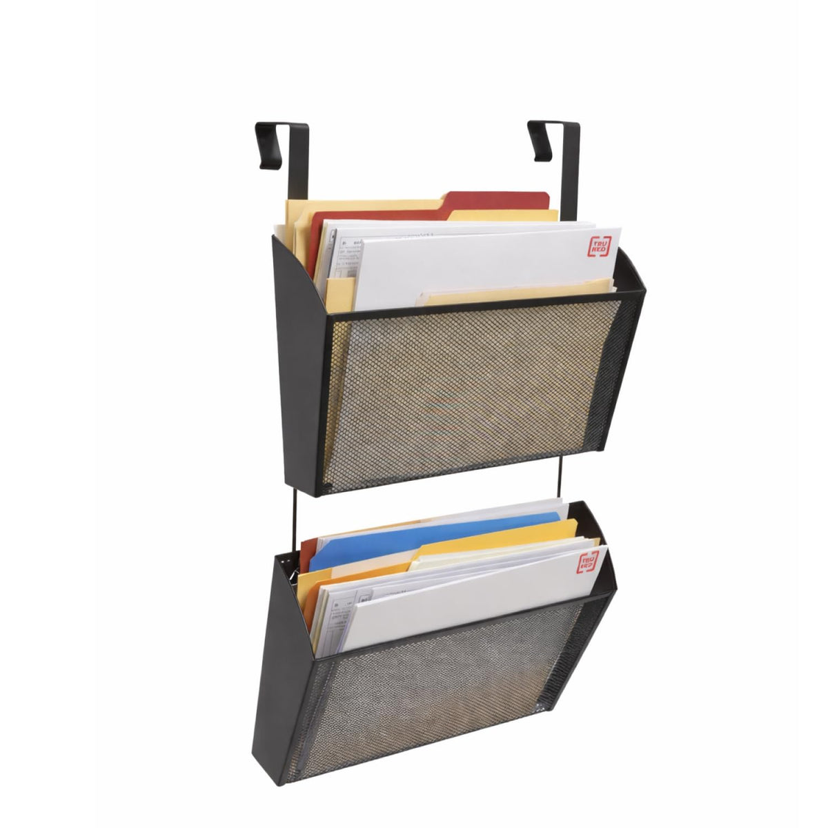 Staples TRU RED Mesh Letter Wall File, 1 - Pocket Hanging Organizer, Black, 2-Pack - Wall - Mounted