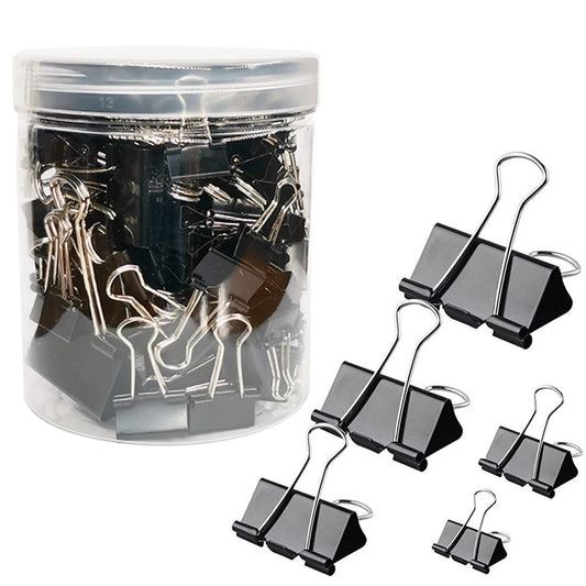 Otylzto 120Pcs Binder Clips Assorted Size, Office Clips with Clear Storage Container, Bulldog