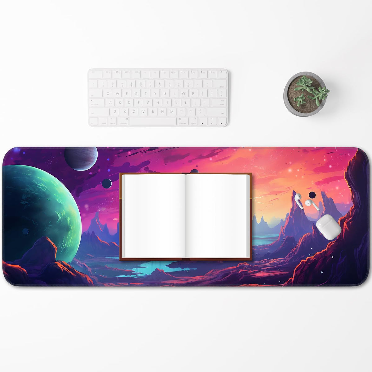Opiuoezi Gaming Mouse Pad, Non-Slip Rubber Base, Stitched Edges, 31.5x11.8 Inch Large Mouse Pad for