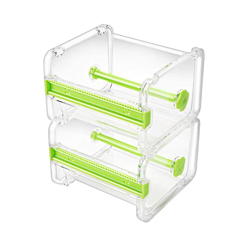 molshine 2 Pack Transparent Desktop Multi Washi Masking Tape Storage Dispenser,Tape Cutter,Tape