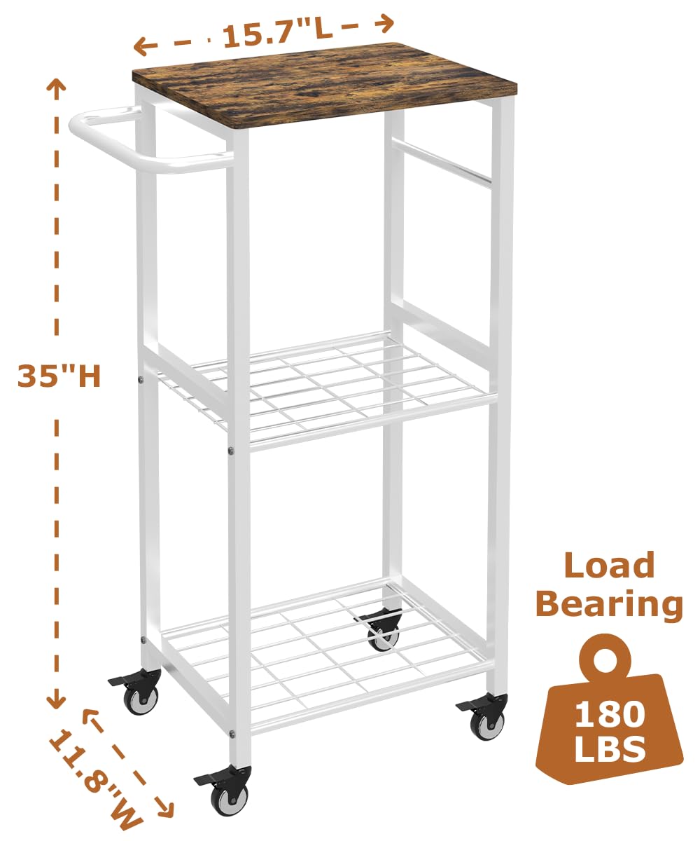 Sungaryard Kitchen Microwave Stand Cart with Storage Rack, White