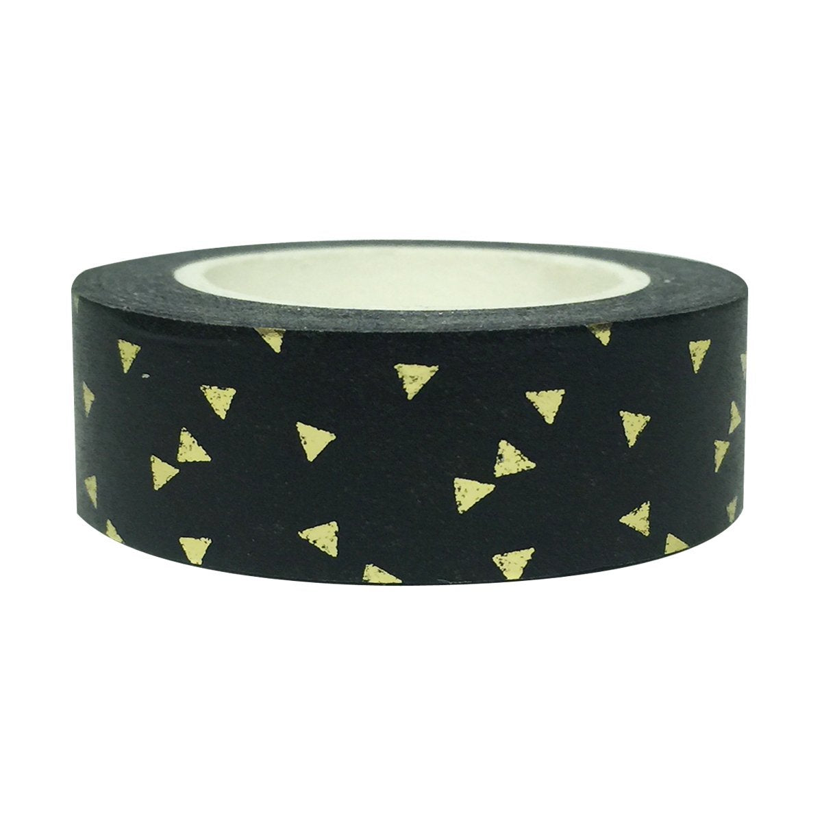 Wrapables Colorful Washi Masking Tape, Black and Metallic Gold Triangles