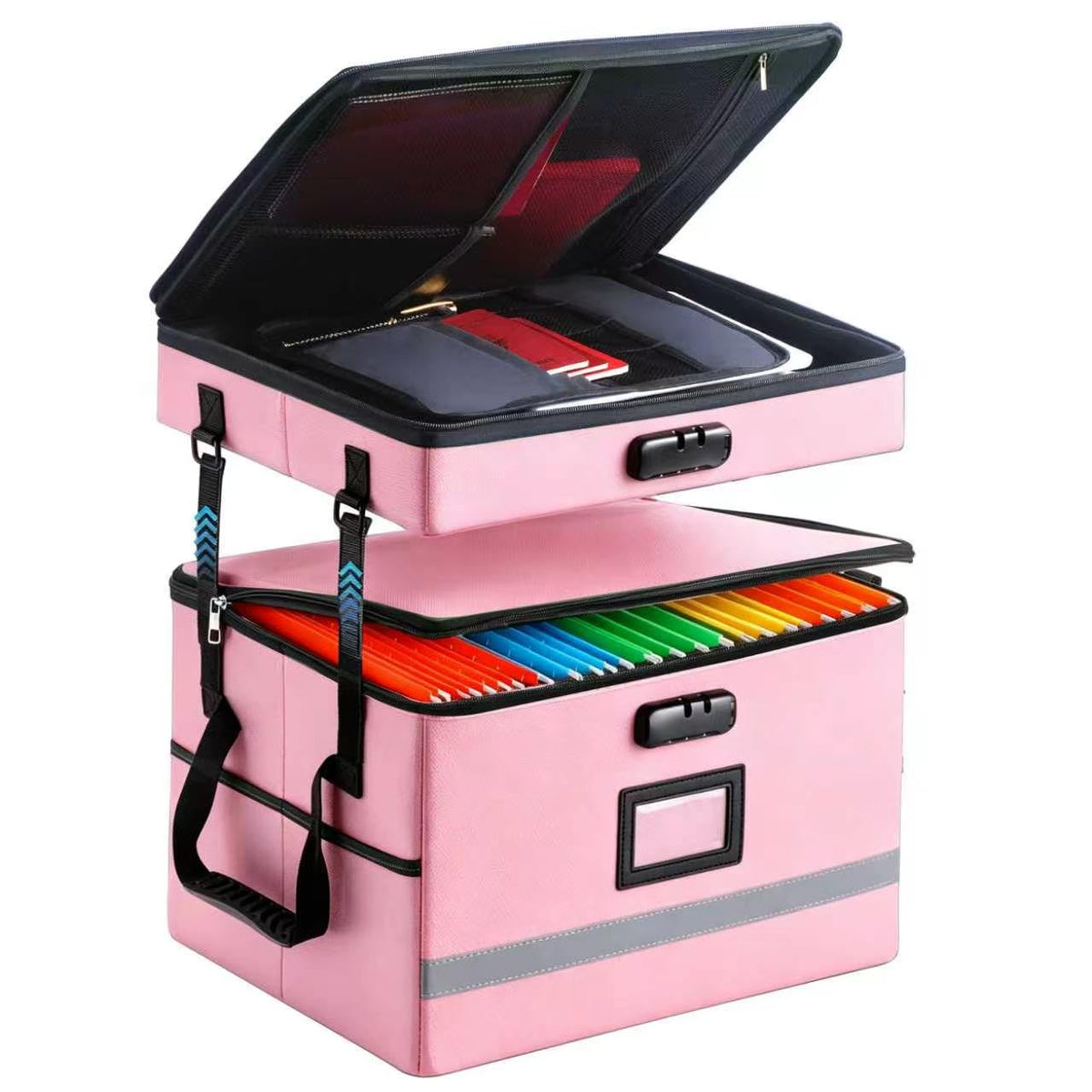 EXLIFBAG Fireproof File Organizer with Lock, 2 Layer