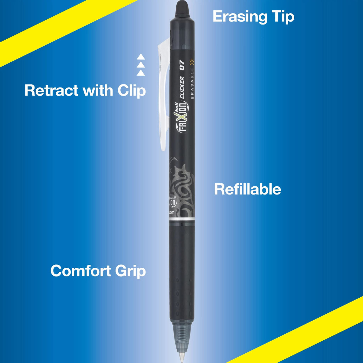 PILOT FriXion Clicker Erasable Gel Pens, Blue Ink, 8-Pack