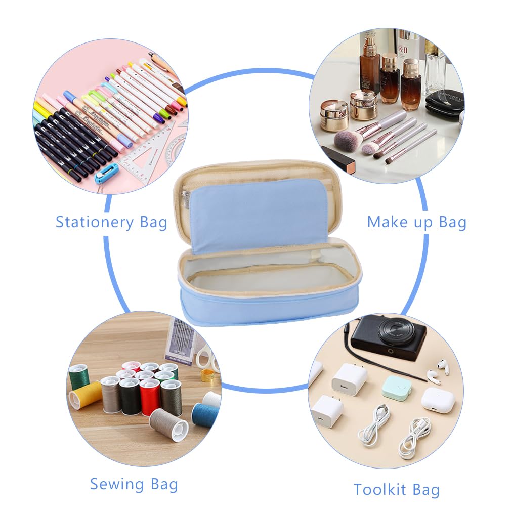 iSuperb Foldable Pencil Case Zipper Big Capacity Aesthetic Canvas Pencil Pouch Compartments