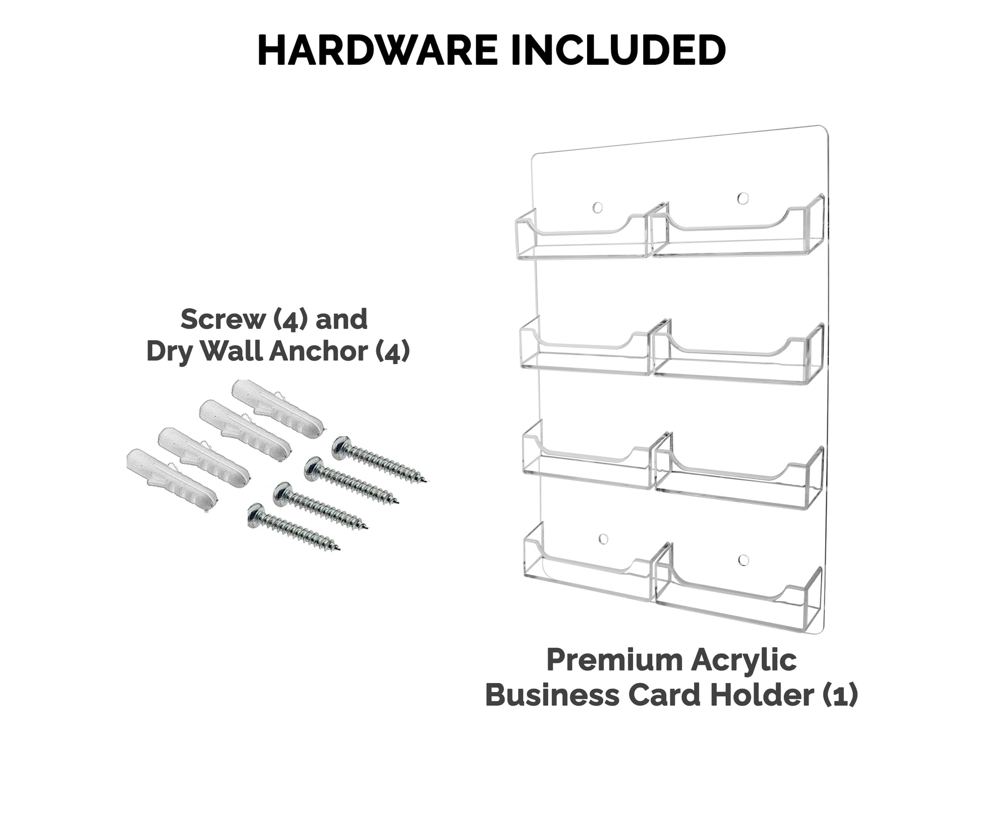 Marketing Holders Wall Business Card Holder with Hanging Hardware for 3.5" x 2" Gift Cards Clear
