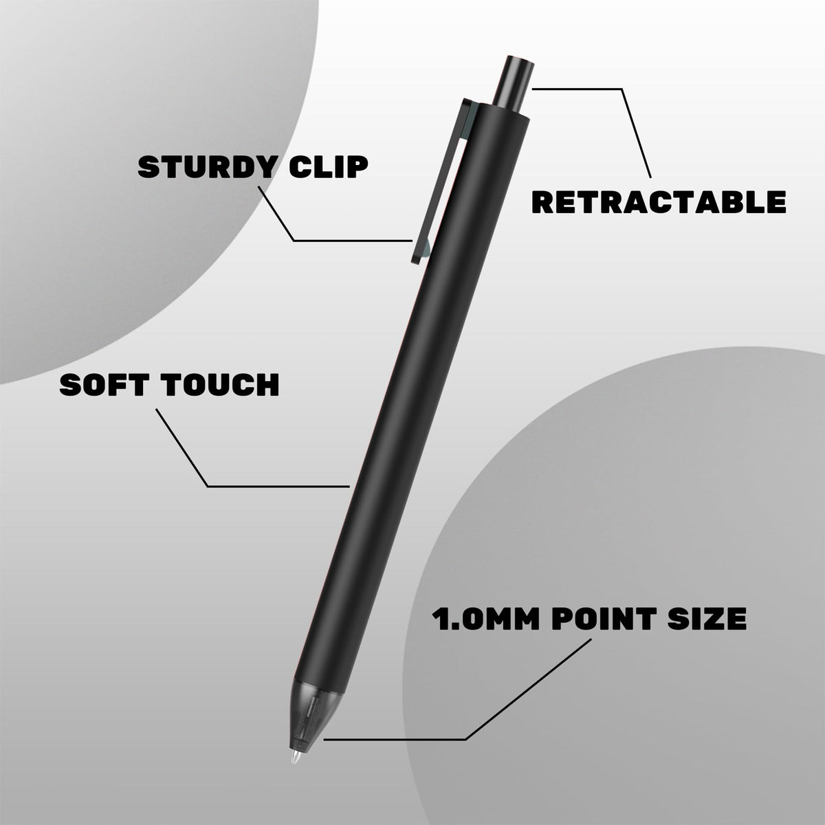 deegtran Pens Bulk, 50 Pack Smooth Black Ink Ballpoint Pen, Wholesale Retractable Pens, No Bleed