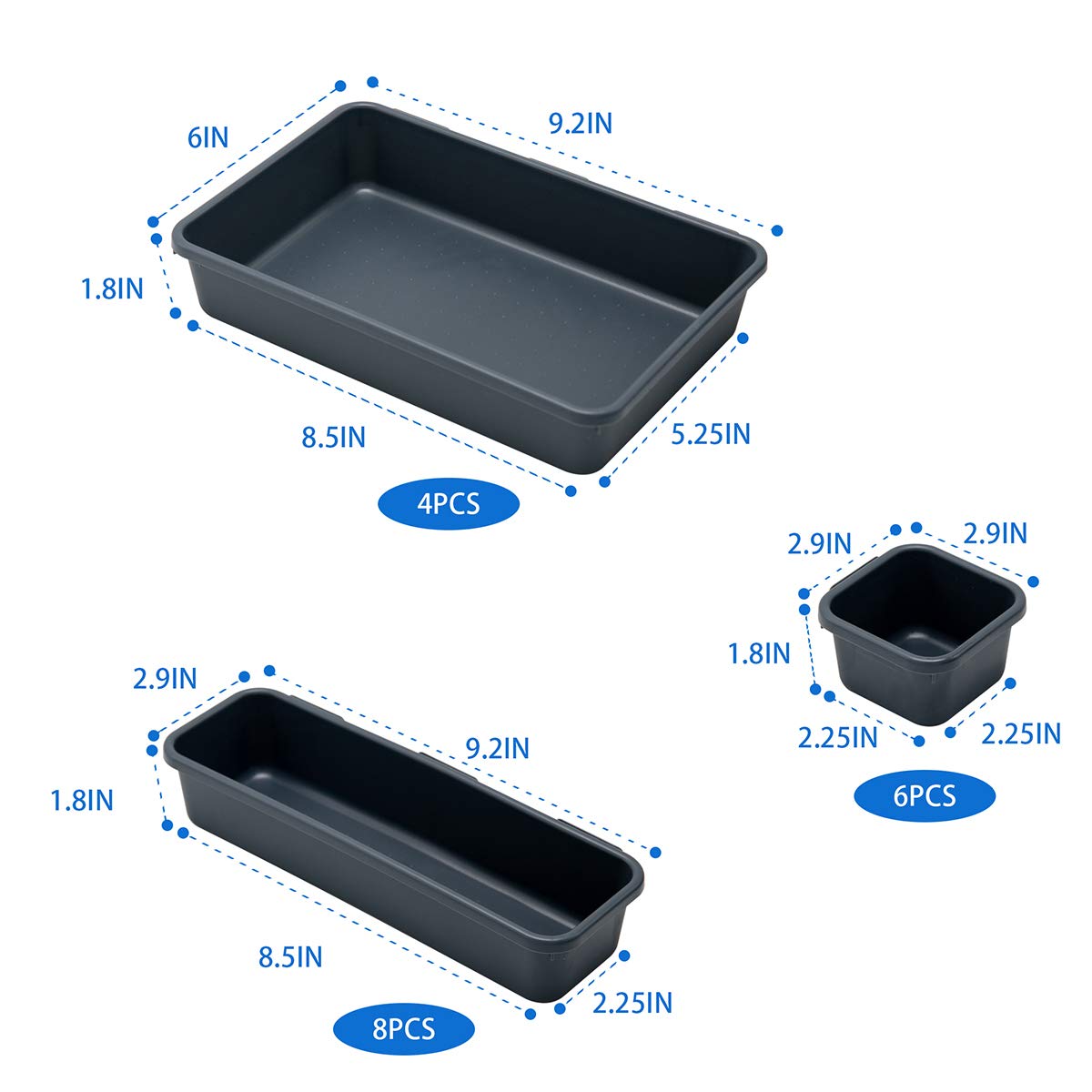 Gonice 18 PCS Interlocking Drawer Organizers Plastic Desktop Organizer Tray