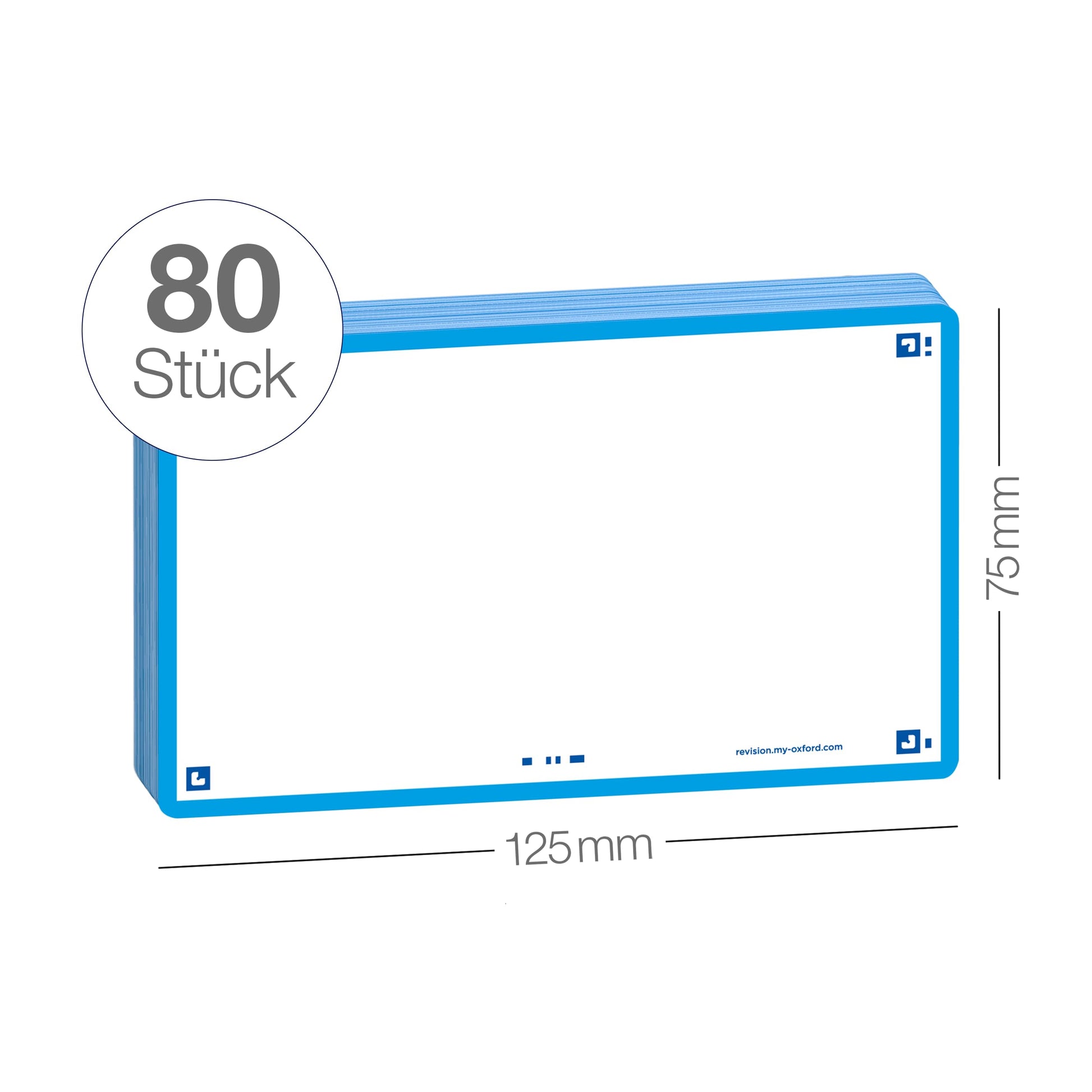 Flash Cards by Oxford, Blank with Turquoise Frame, Pack of 80 Cards, 7.5x12.5cm Size,400133888