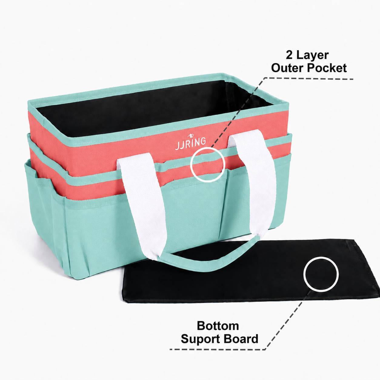 JJRING Craft Organizer Tote Bag Art Storage Caddy Green and Orange