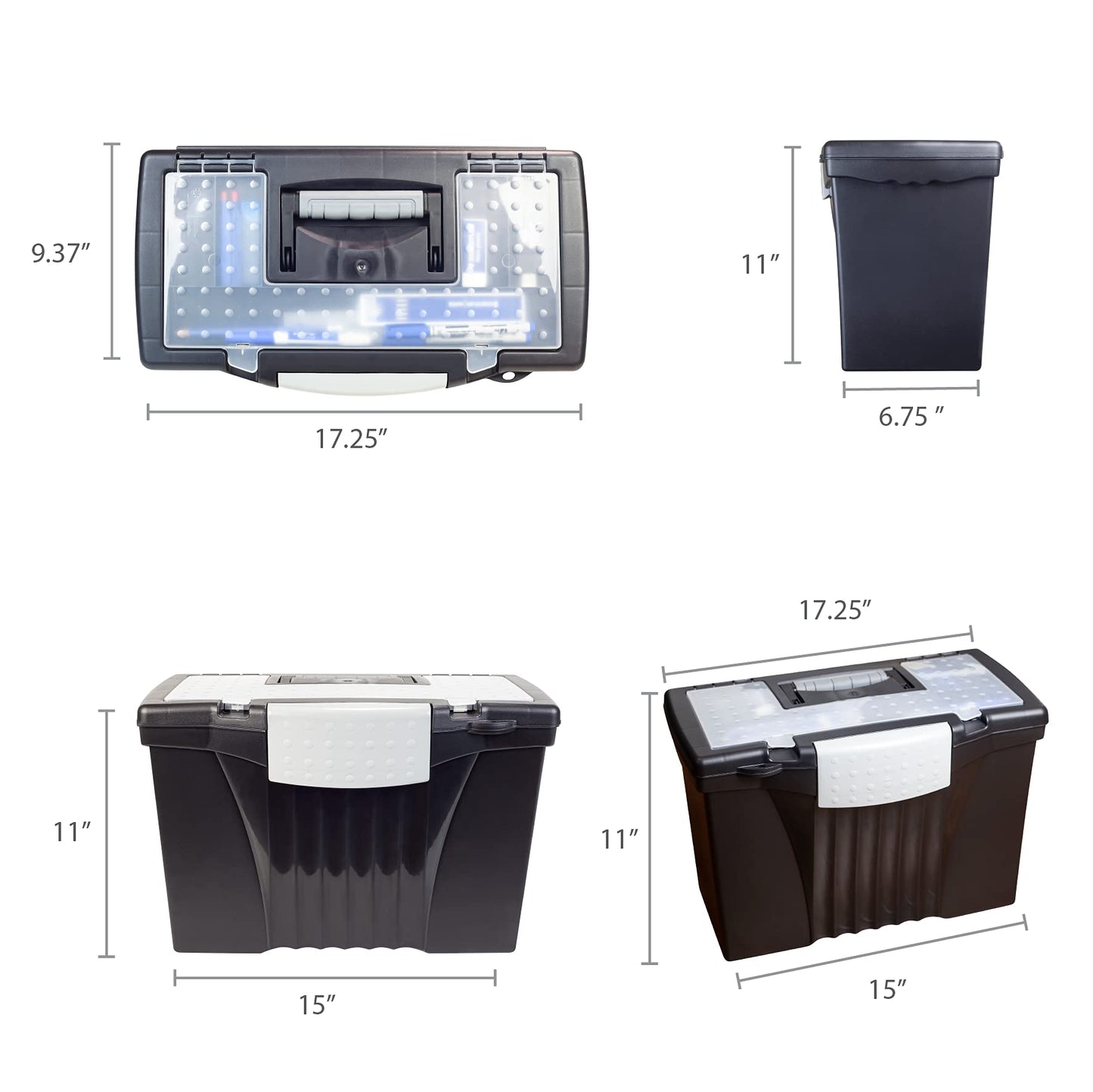 Storex Portable Letter/Legal Filebox with Organizer Lid, Letter/Legal Files, 14.5" X 10.5" X 12"