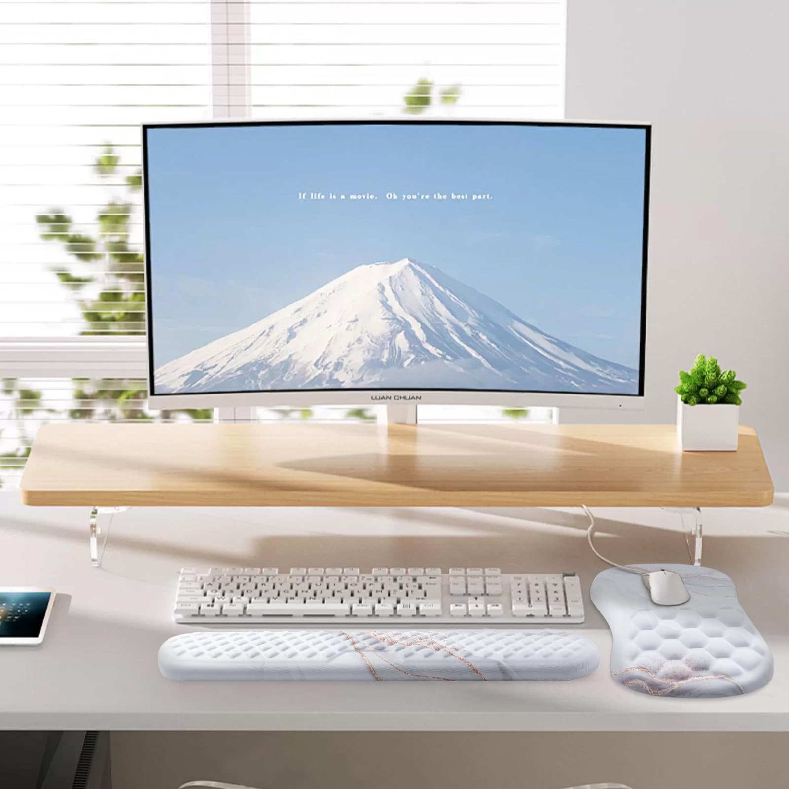 Laokiiy Ergonomic Mouse Pad & Keyboard Wrist Rest Set, Memory Foam