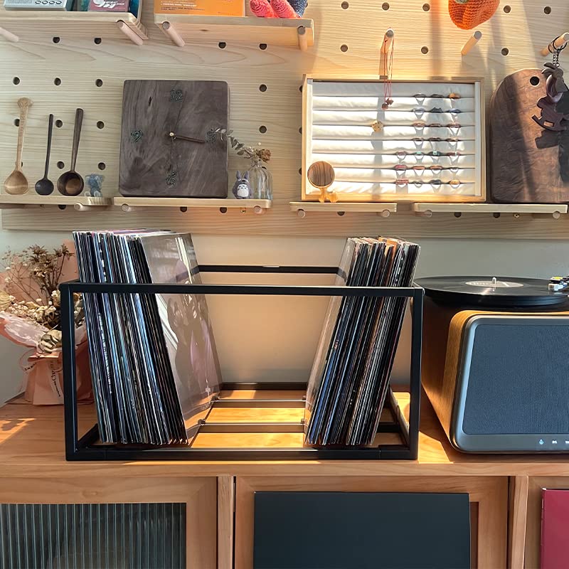 OrigoDeco Vinyl Record Storage Holder on Wheels - With Dust Cover - Holds up to 100 LP - Album