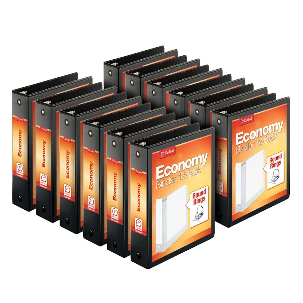Cardinal Economy 3-Ring Binders, 2", Round Rings, Holds 475 Sheets, ClearVue Presentation View