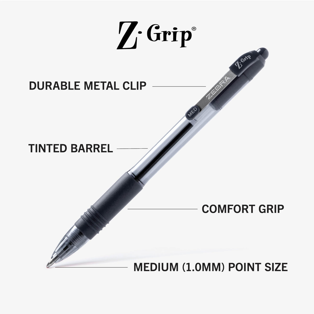 Zebra Pen Z-Grip Retractable Ballpoint Pen, Black Ink, 1.0mm, 108 Bulk-Pack