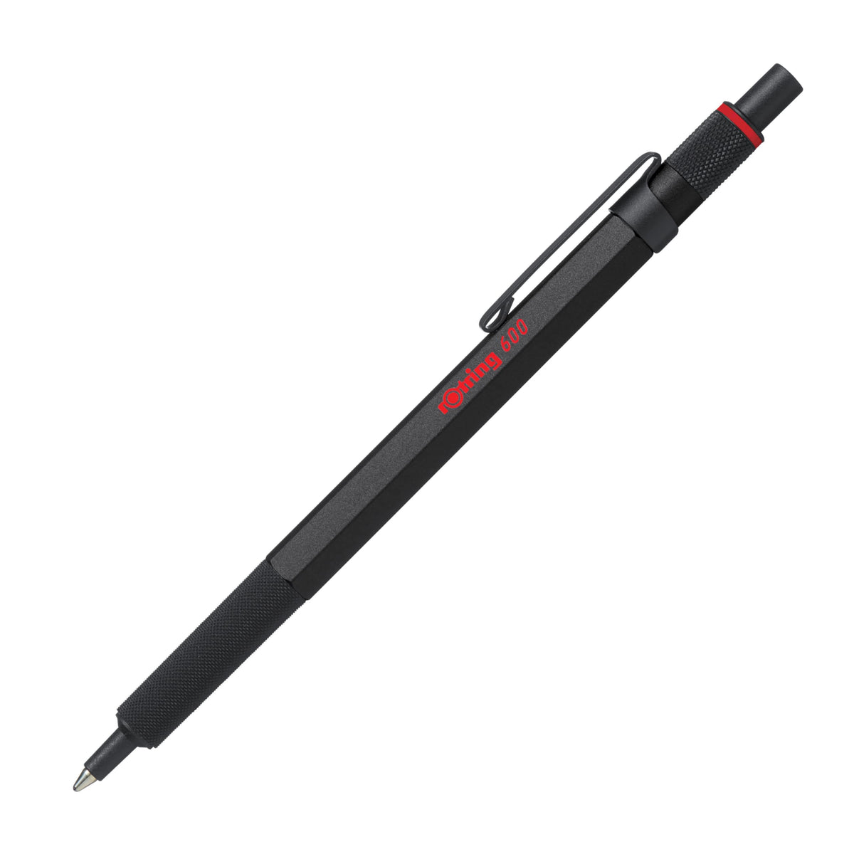 rOtring 600 Ballpoint Pen, Medium Point, Black Ink, Black Barrel, Refillable - Smooth Writing