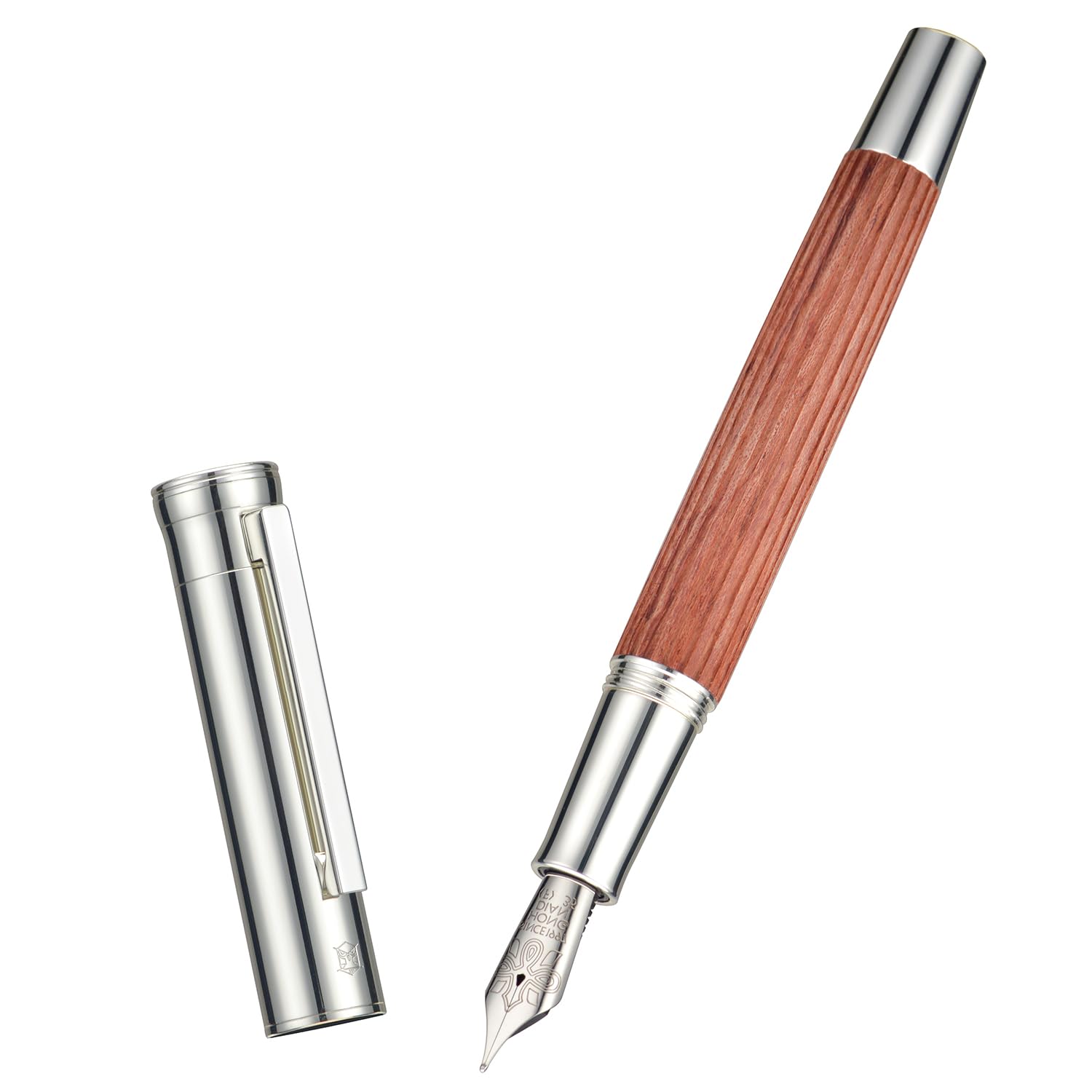 HONG DIAN 1866 Fountain Pen, Iridium Medium Soft Nib Chinese Knot Carving, Retro Design Bubinga