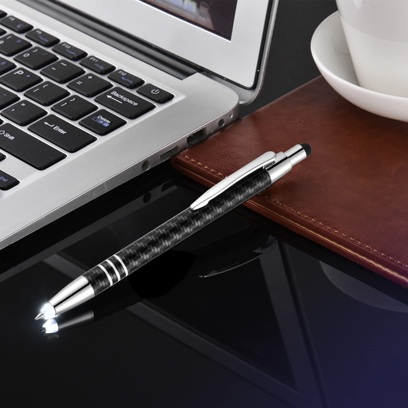 Glovion Lighted Tip Pen with Stylus 3-in-1 LED Penlight Light Up Pen Light Ballpoint Pen with Light