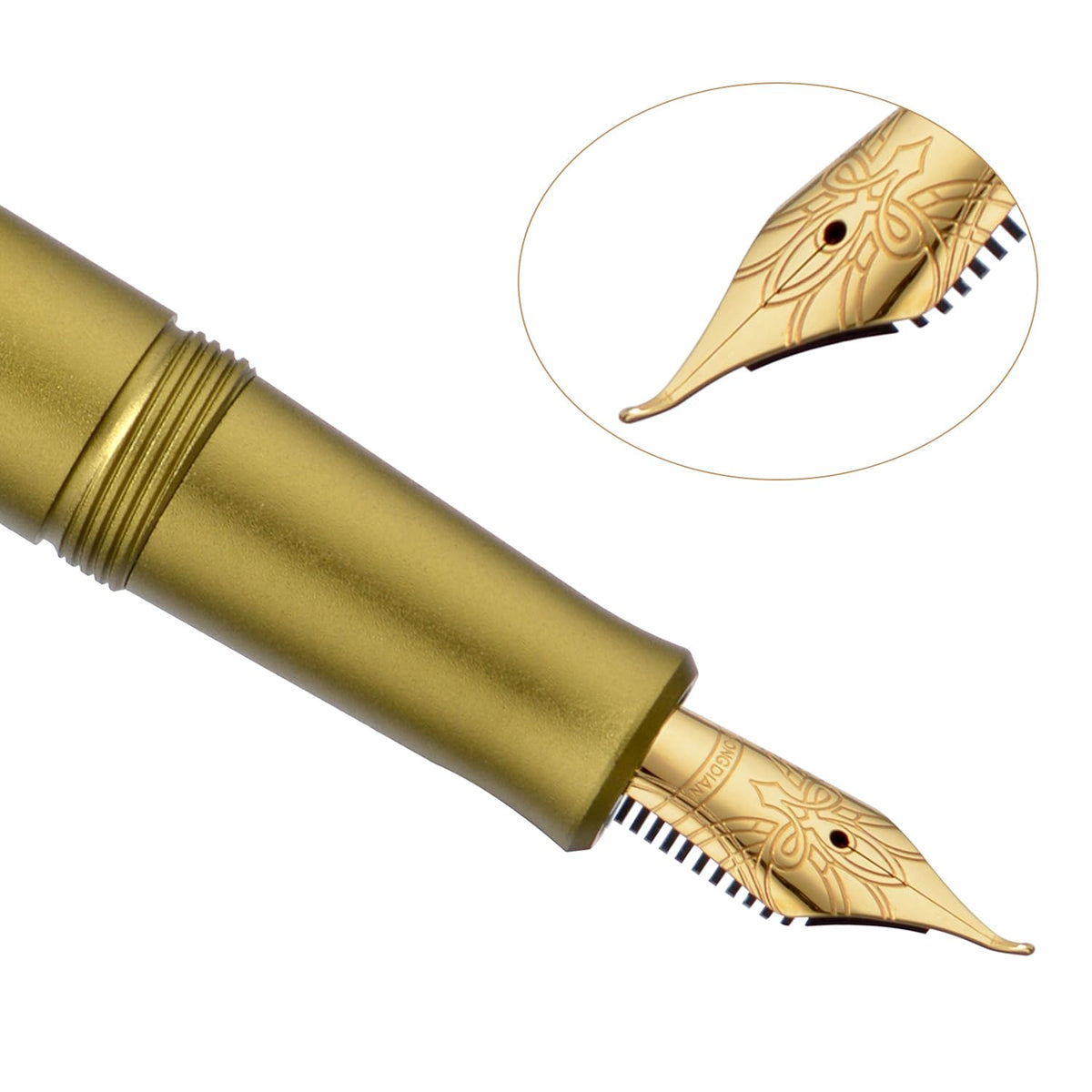 HONG DIAN M2 Black Forest Mini Fountain Pen, Bent Nib & Sleek Shape Aluminium Short Pocket Travel