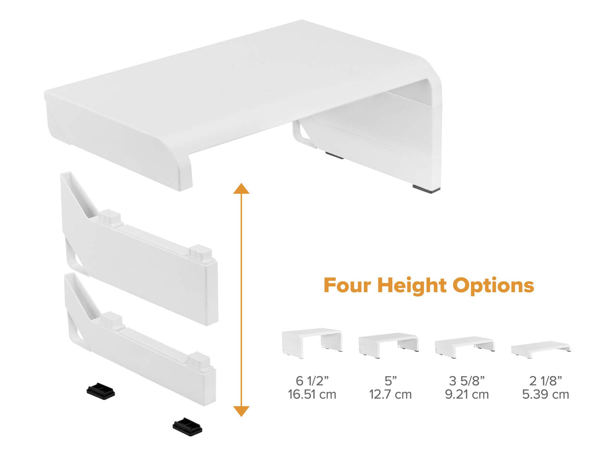 Bostitch Office Konnect Adjustable Monitor Stand Riser, 4 Height Adjustments, Built-In Cable