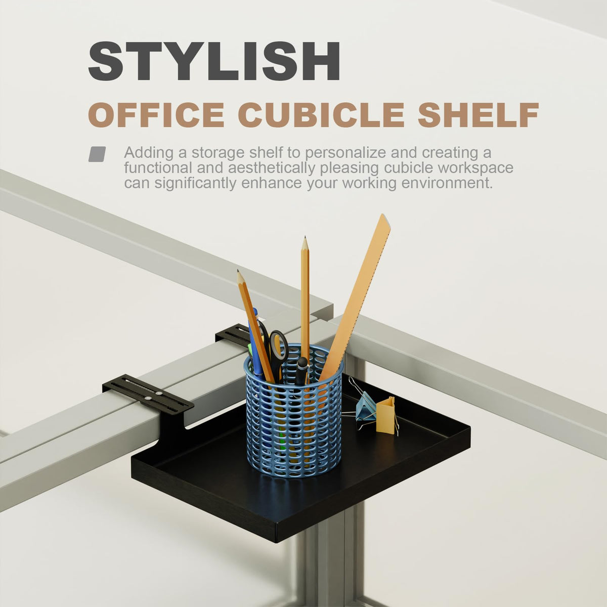 AKBFOX Office Cubicle Shelf - 8.3'' x 5.5'' x 1.7'' Storage Organizer Floating Corner Rack Hanging