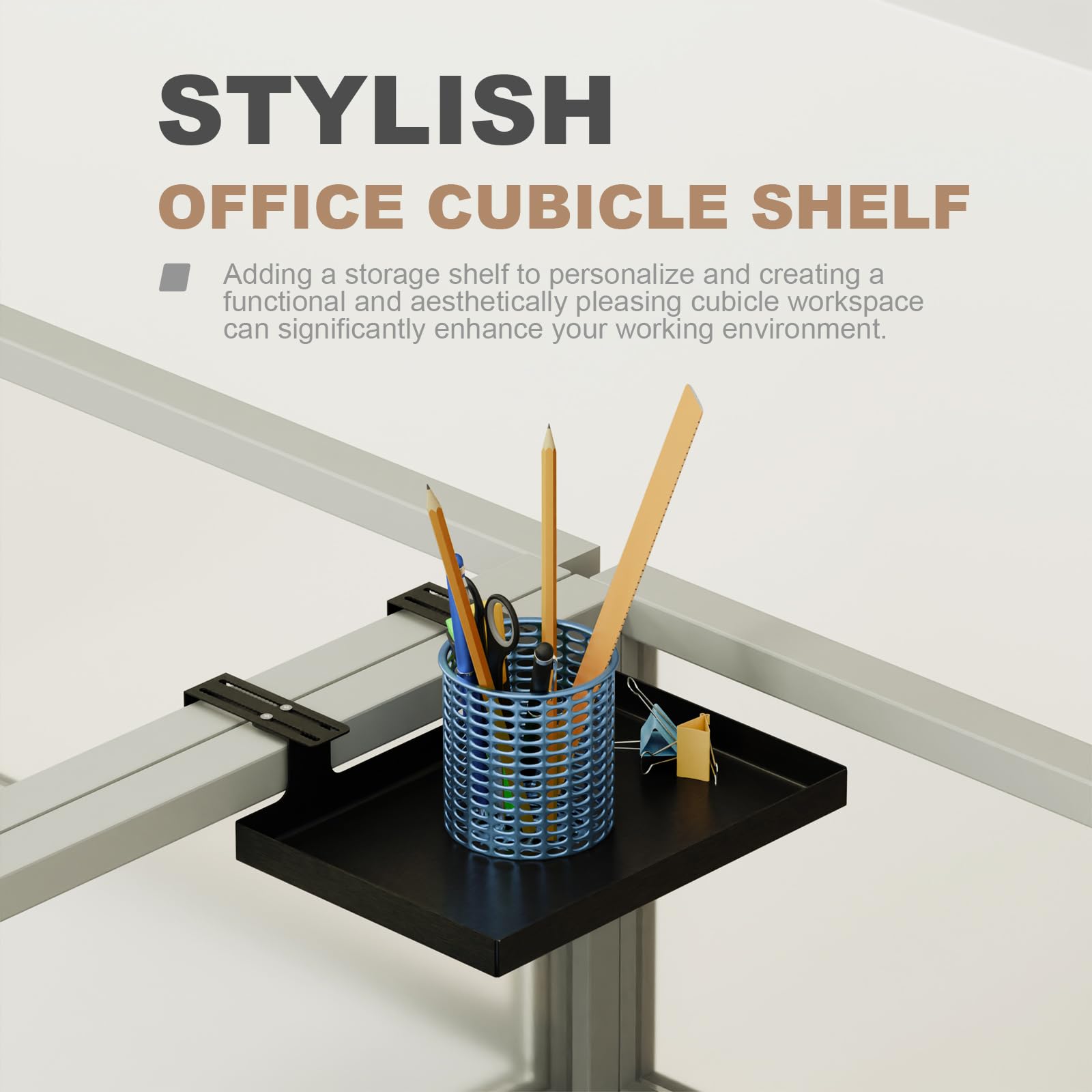 AKBFOX Office Cubicle Shelf - 8.3'' x 5.5'' x 1.7'' Storage Organizer Floating Corner Rack Hanging