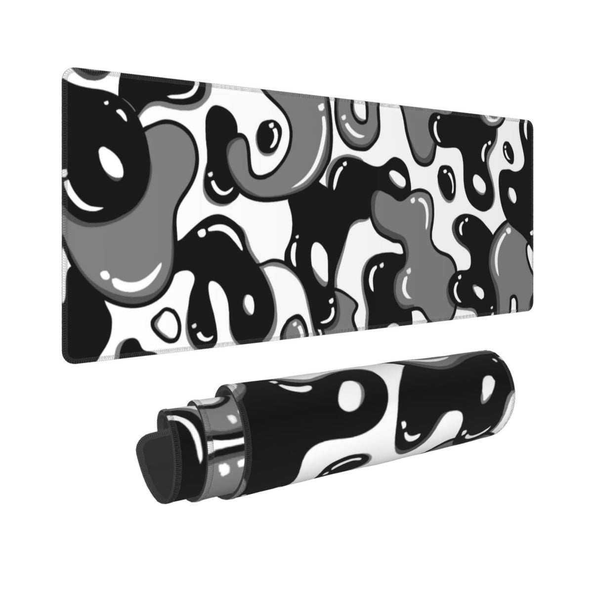Black White Geometric Japanese Mouse Pad Desk Mat 35.4" x 15.7" Abstract Extended Large Gaming