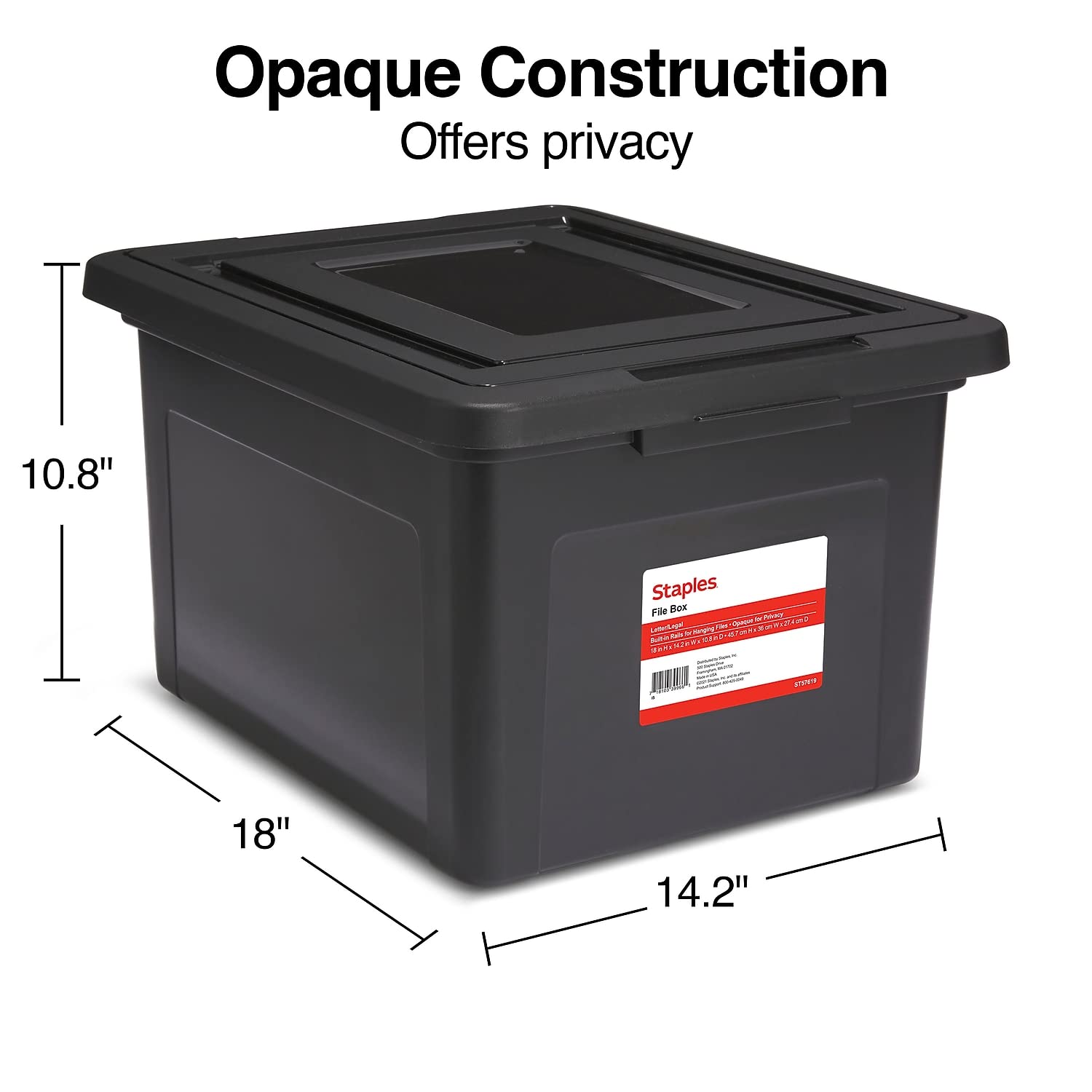 Staples Hanging File Folder Box, Storage Bin Organizer, Snap Lid