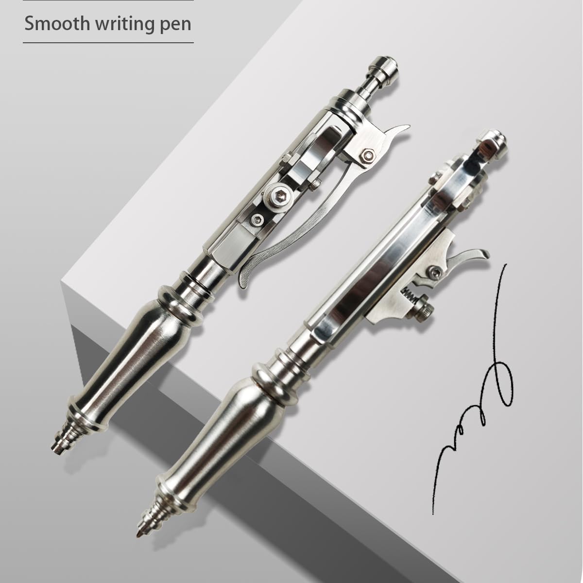 Dr. Metalleung Heavy Duty Pocket Bolt Action Pen – Retractable Stainless Steel Ballpoint Pen Clip