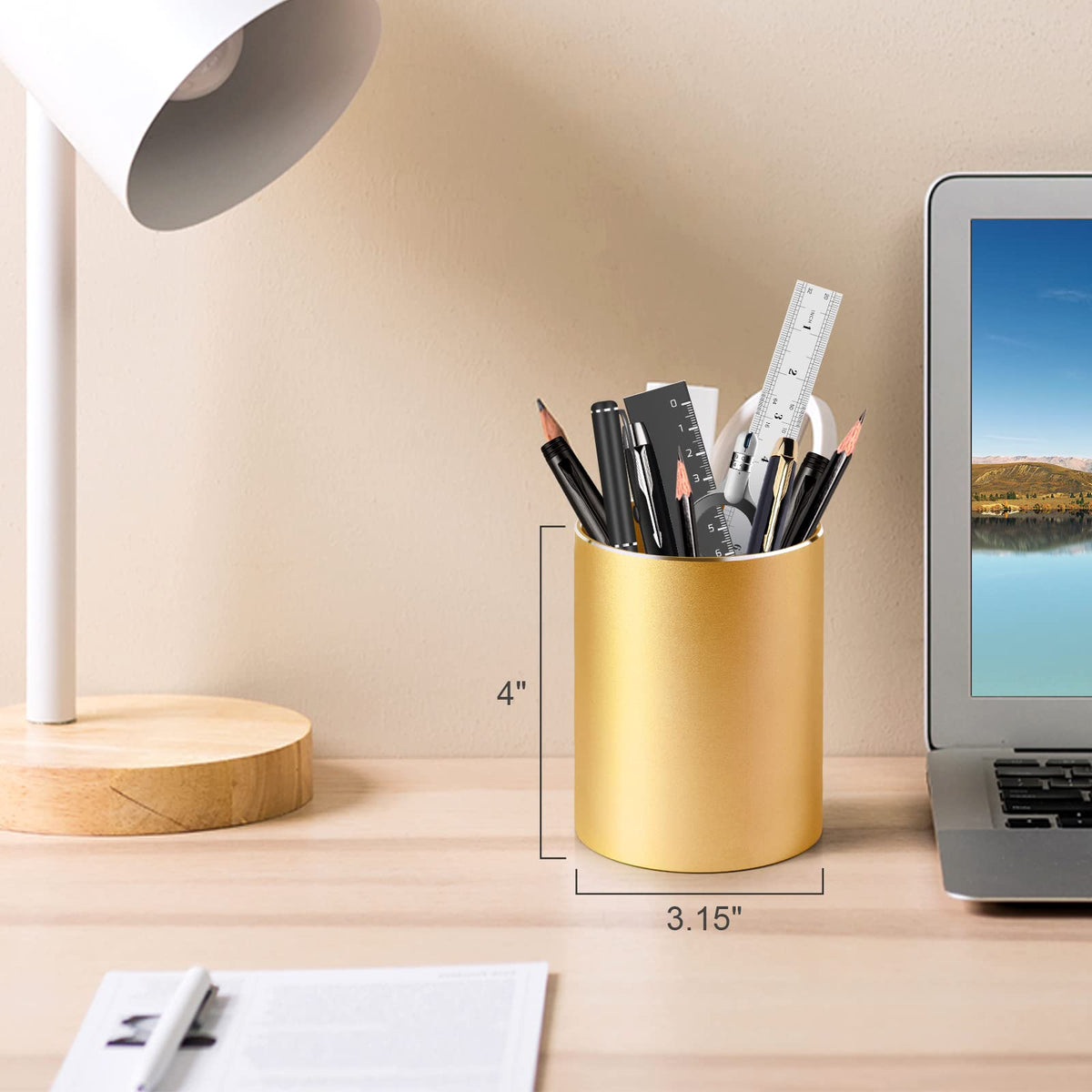 Boershun Pen Holder for Desk, Metal Desk Pen Cup, Desktop Pen Organizer and Pencil Cup for Office