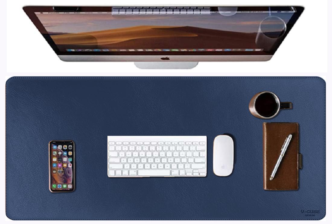 V-CUBE Designs Desk Mat|75X40cm|2.4mm Thick(Padded)|Premium Vegan Leather Laptop Mat/Extended Mouse