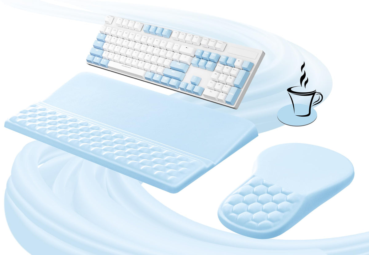 Ospelelf Keyboard Wrist Rest and Mouse Pad Set, Ergonomic Memory Foam Wrist Support, Aesthetic Desk