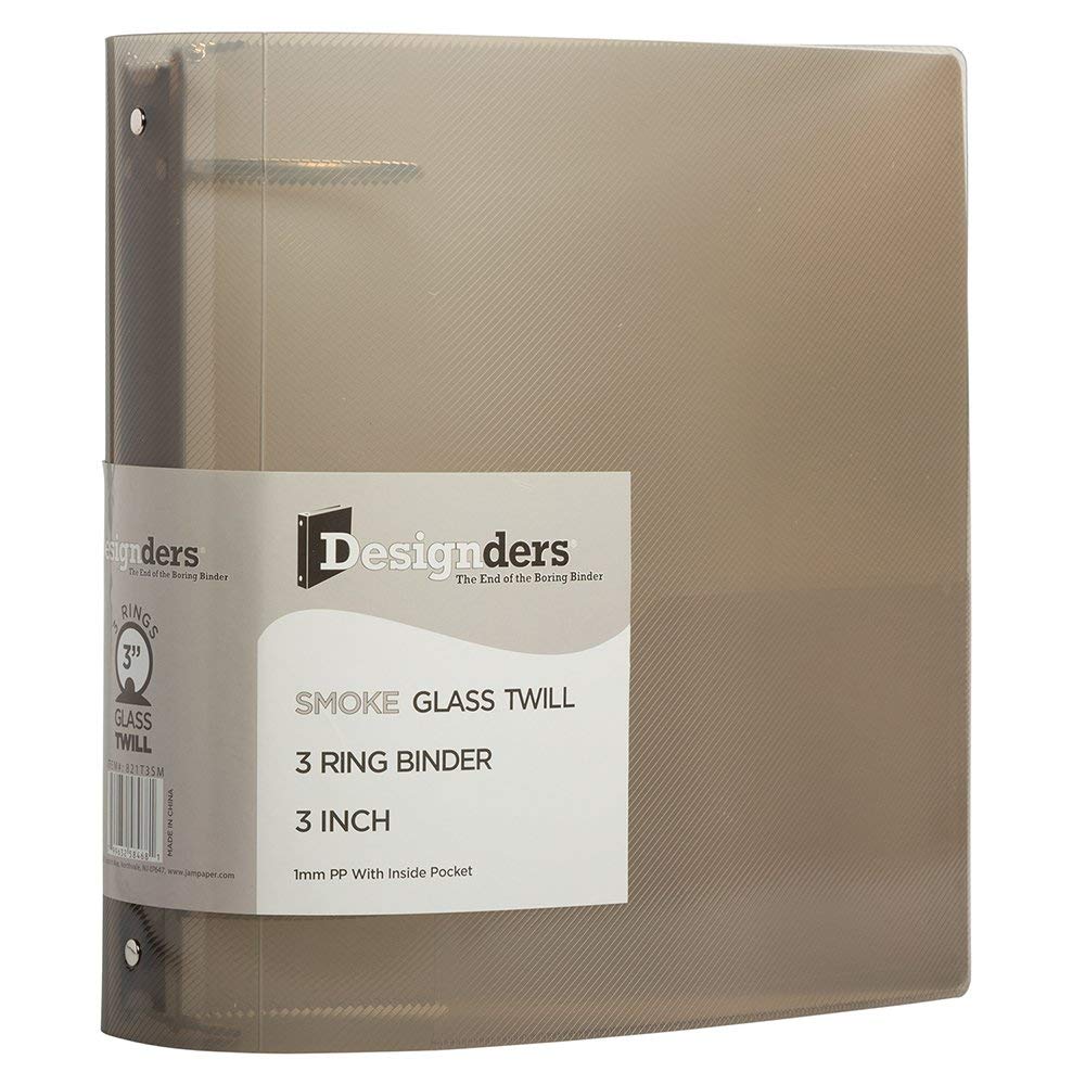 JAM PAPER Plastic 3 inch Binder - Smoke Grey 3 Ring Binder - Sold Individually