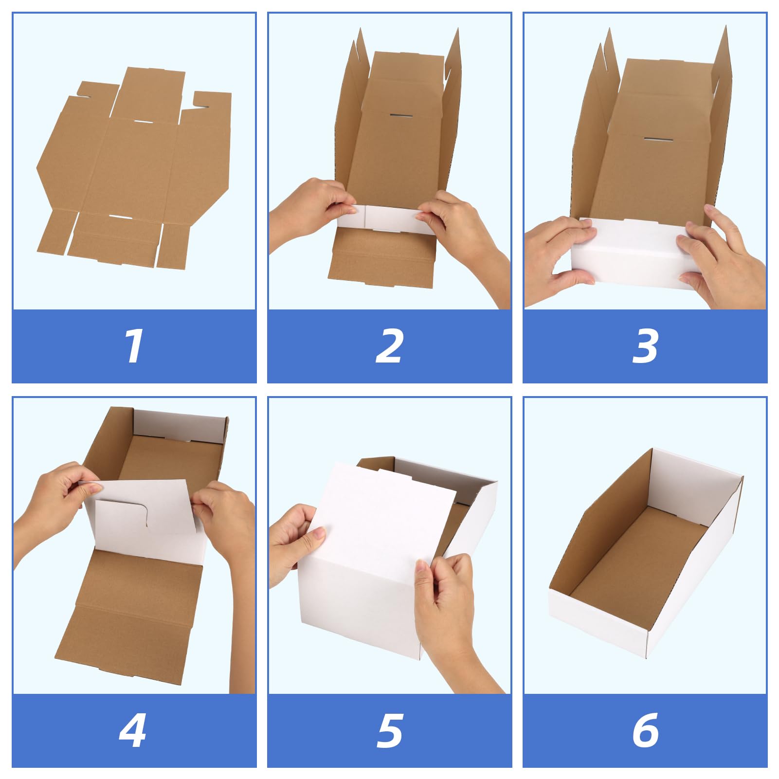 ZBEIVAN Cardboard Storage Bins Boxes 30 Packs, Easy Assembly Pantry Organizer Bins for Shelf, White