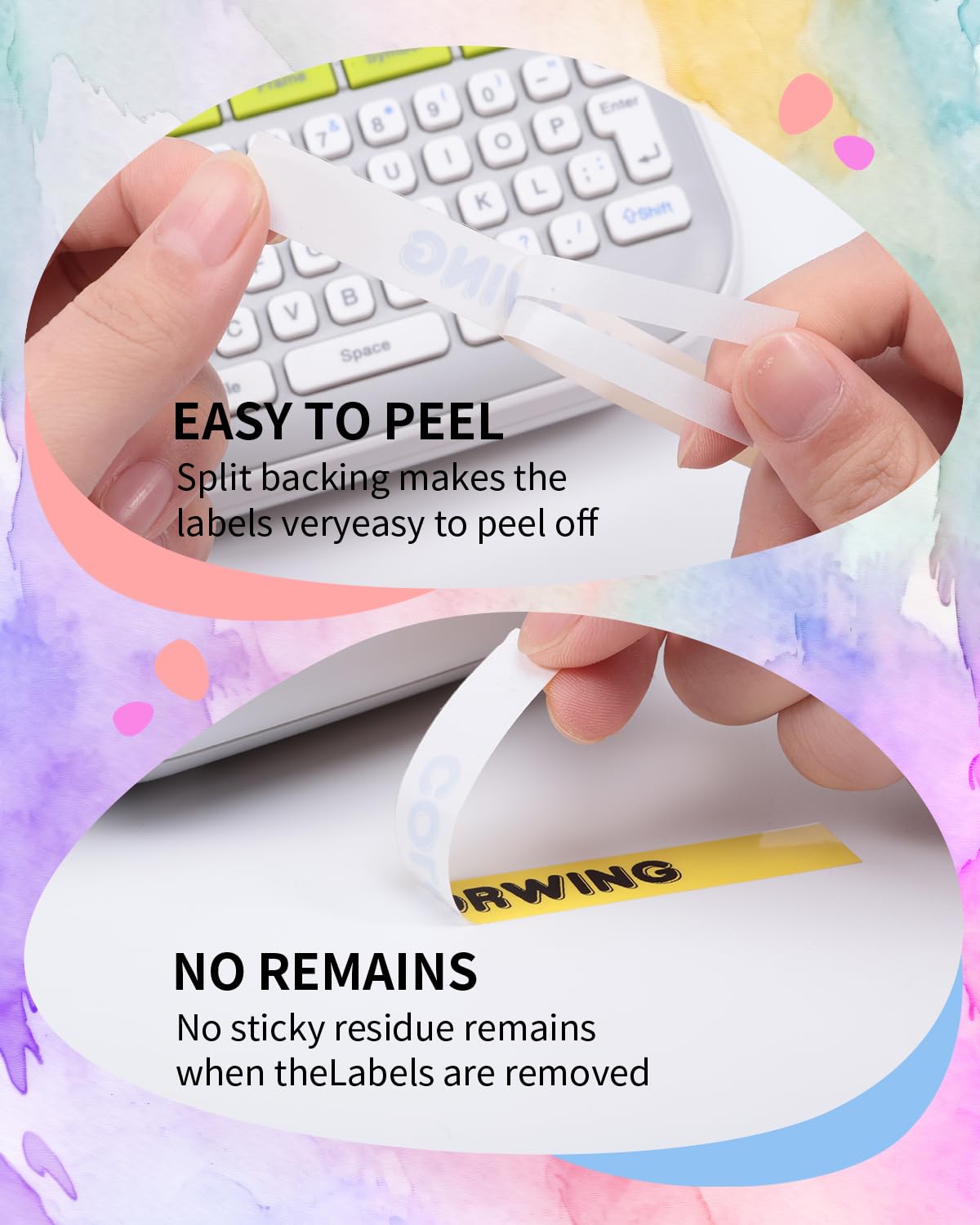 P Touch Label Maker Tape 12mm 0.47 in Laminated White/Black/Red/Blue/Yellow