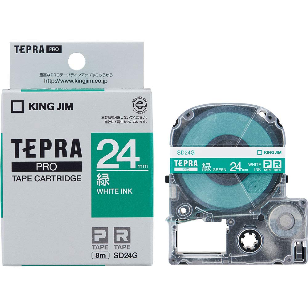 King Jim SD24G [Genuine] Tepra PRO Tape Cartridge, Color Label (Vivit), 0.9 inches (24 mm), Green