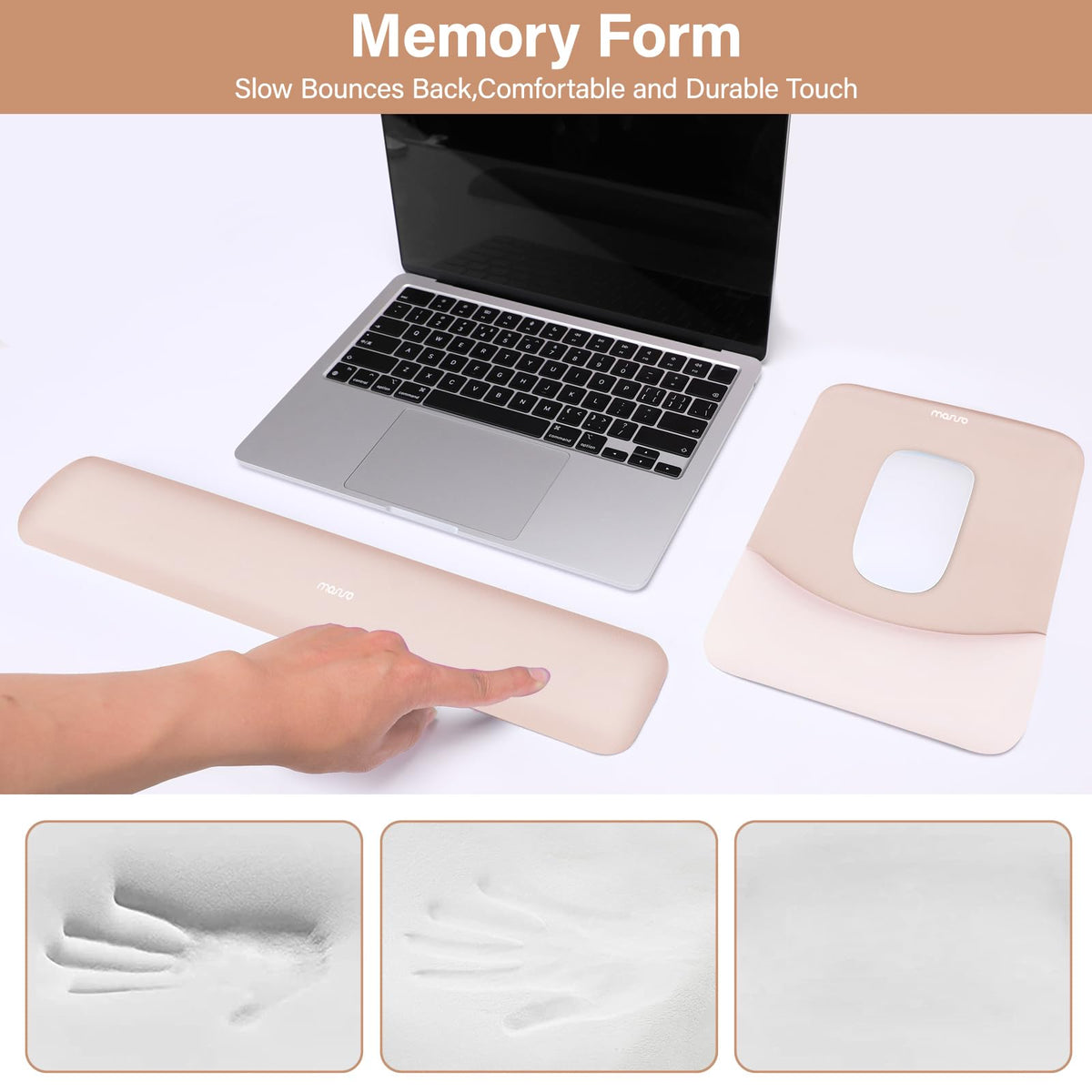 MOSISO Wrist Rest Support Mouse Pad & Keyboard Set, Apricot