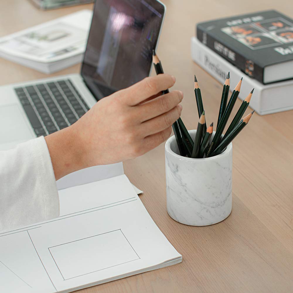 Marble Pencil Pen Holder Stand for Desk Office Organizer Makeup Brush Cup