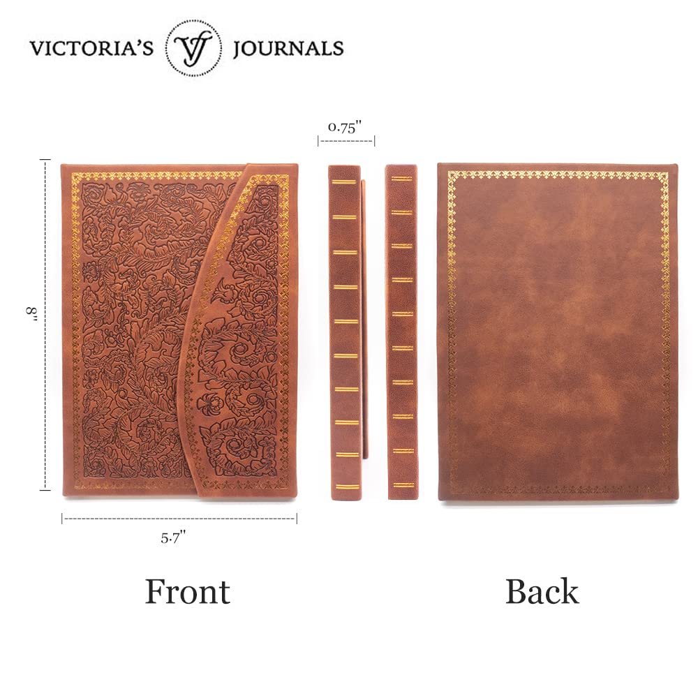 VICTORIA'S JOURNALS Vintage Journal Faux Leather Magnet Flap Hardcover