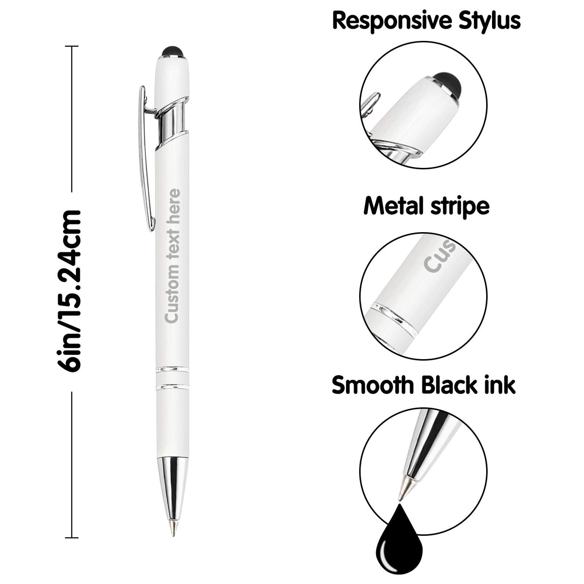 SeeWeLove 10 Pcs Personalized Pens in Bulk with Stylus Tip - Custom Rose Gold Pens with Name 0.5 mm