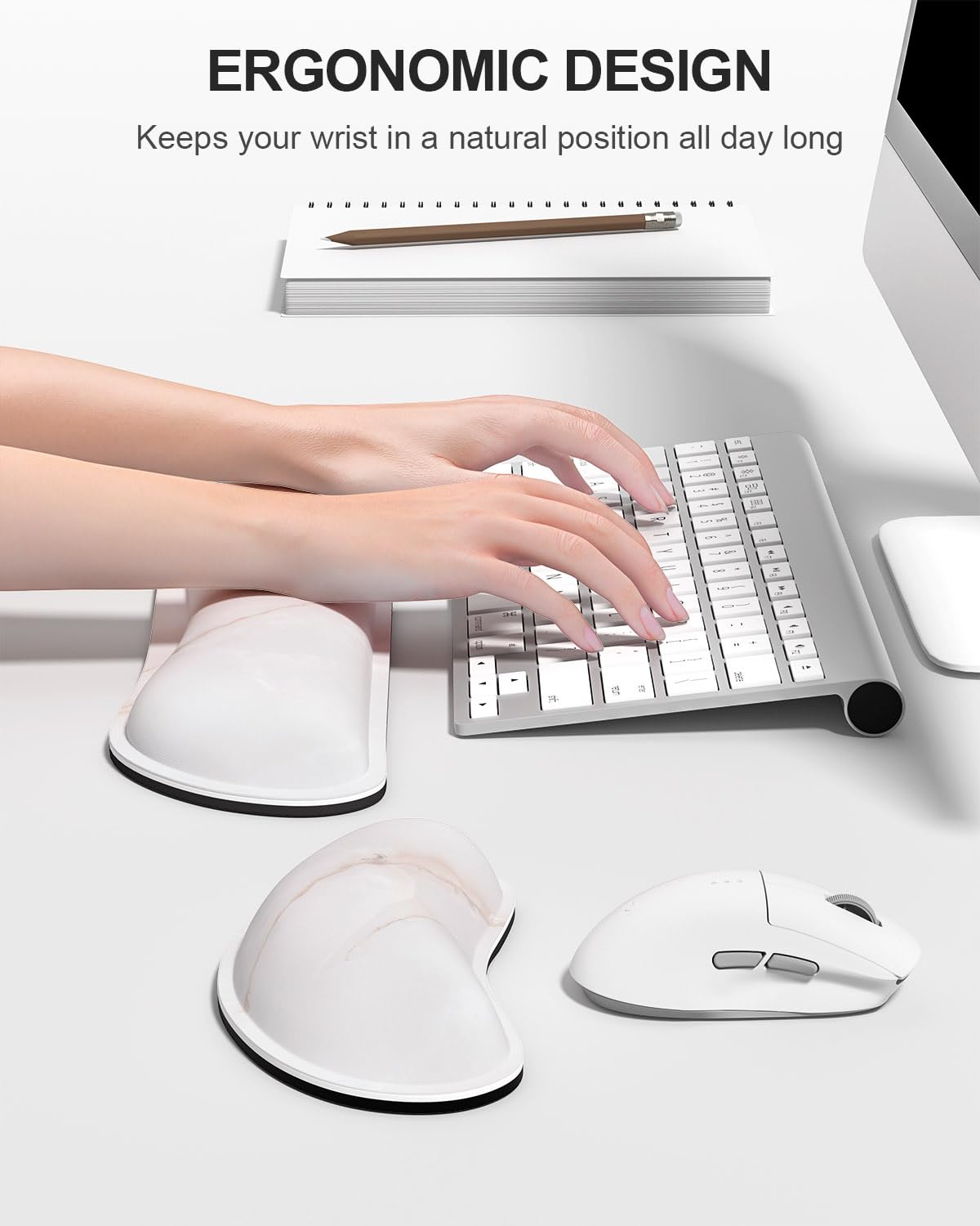 Auhoahsil Large Mouse Pad with Wrist Rests for Keyboard & Mouse, Thick Soft Ergonomic Memory Foam
