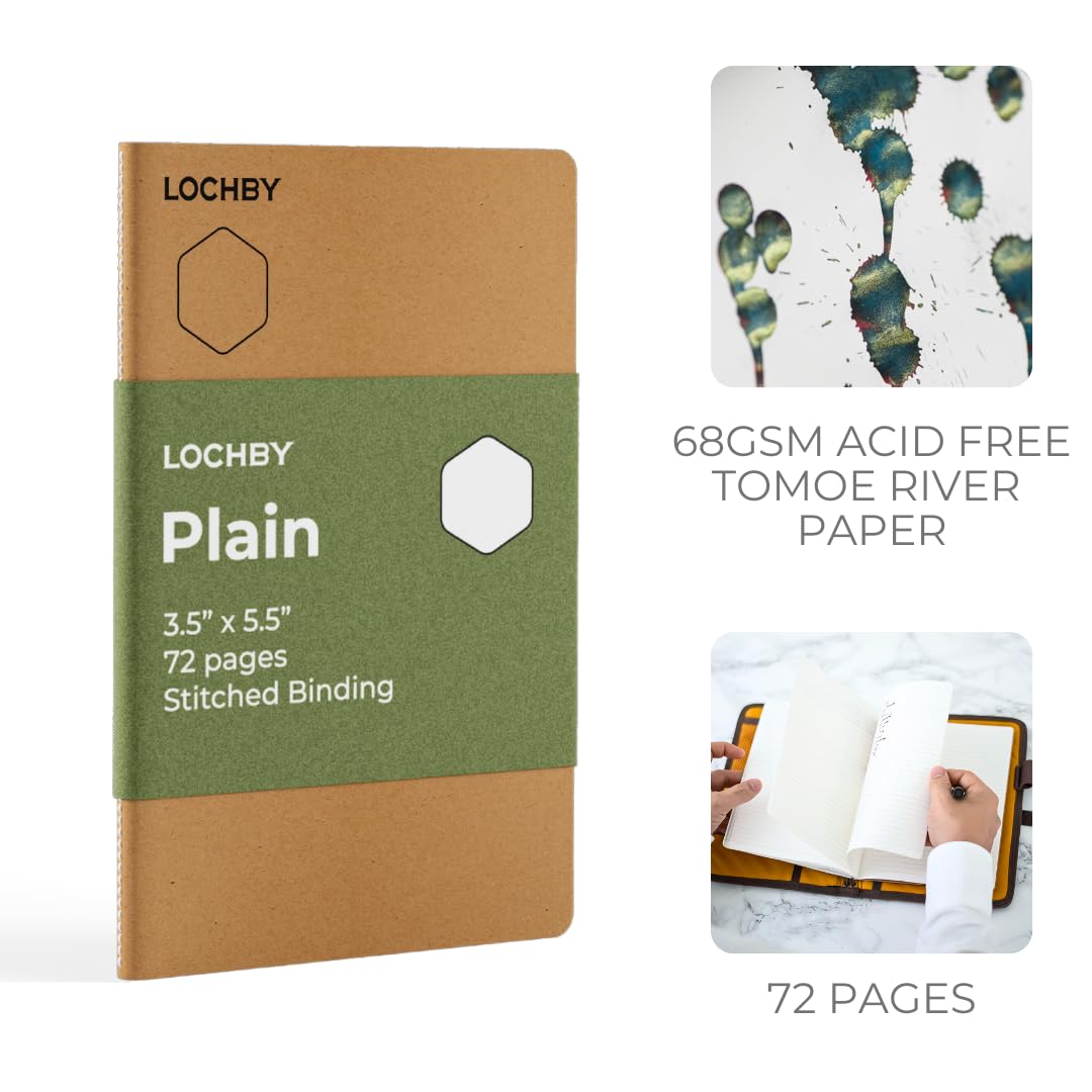 LOCHBY® Pocket Notebook (3.5" × 5.5") | 68gsm Tomoe River Paper, Fountain Pen Friendly | Kraft