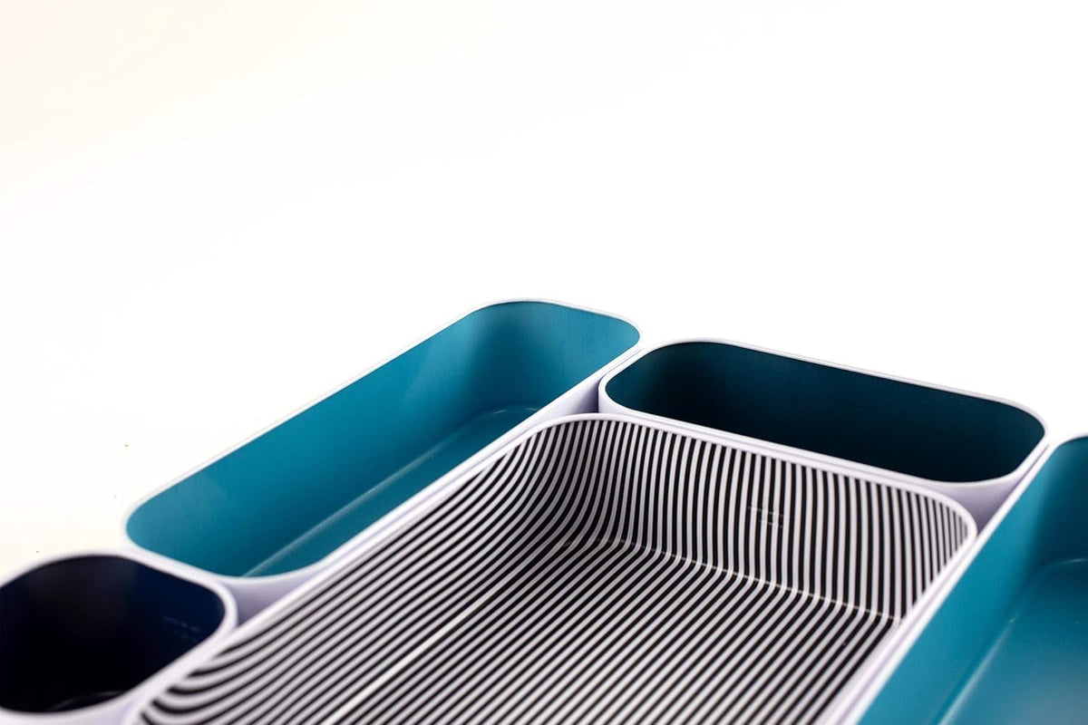 Three by Three Seattle Metal Drawer Organizer Tray Set, 5-Pc, 2" (Assorted)