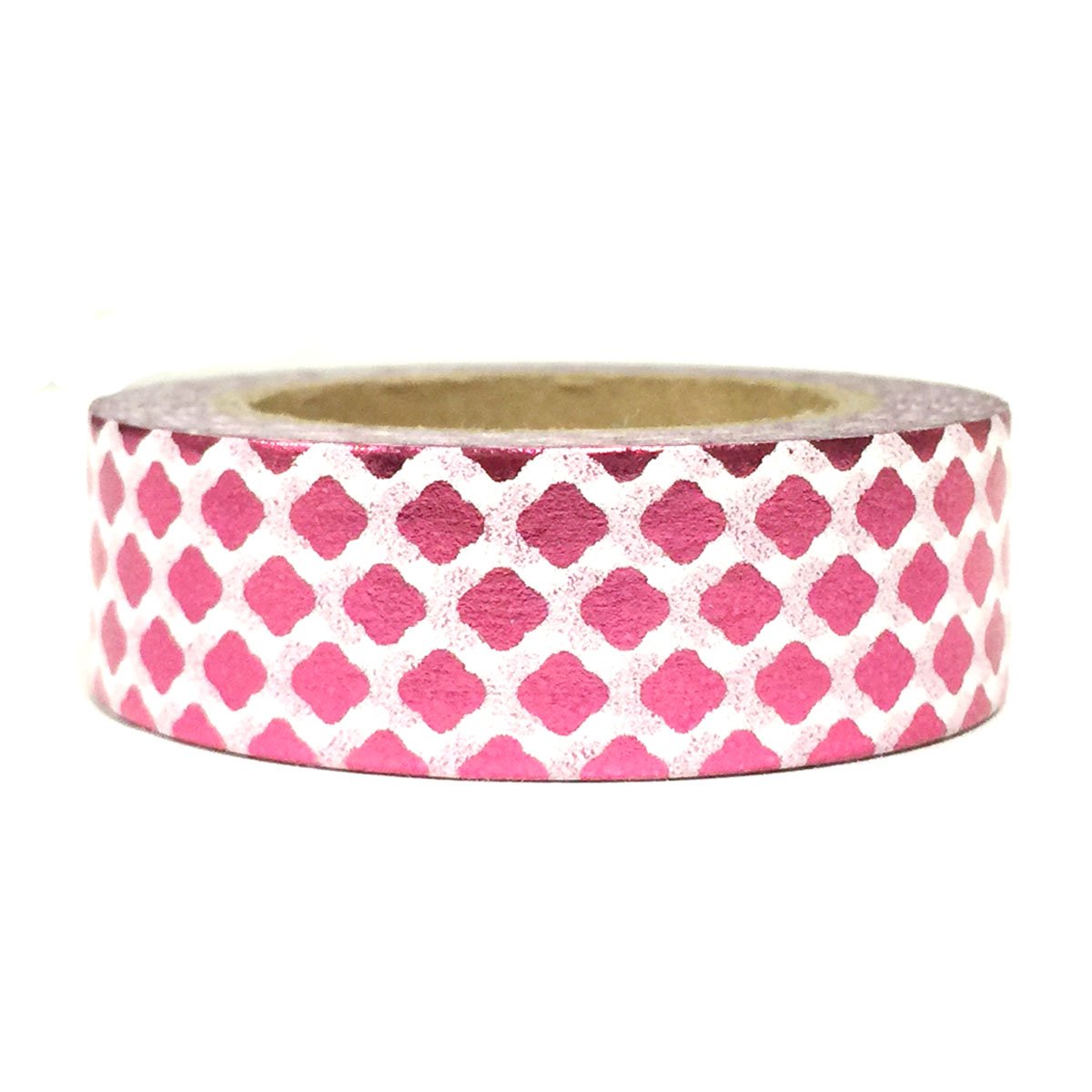 Wrapables Colorful Washi Masking Tape, Metallic Fuchsia Clovers