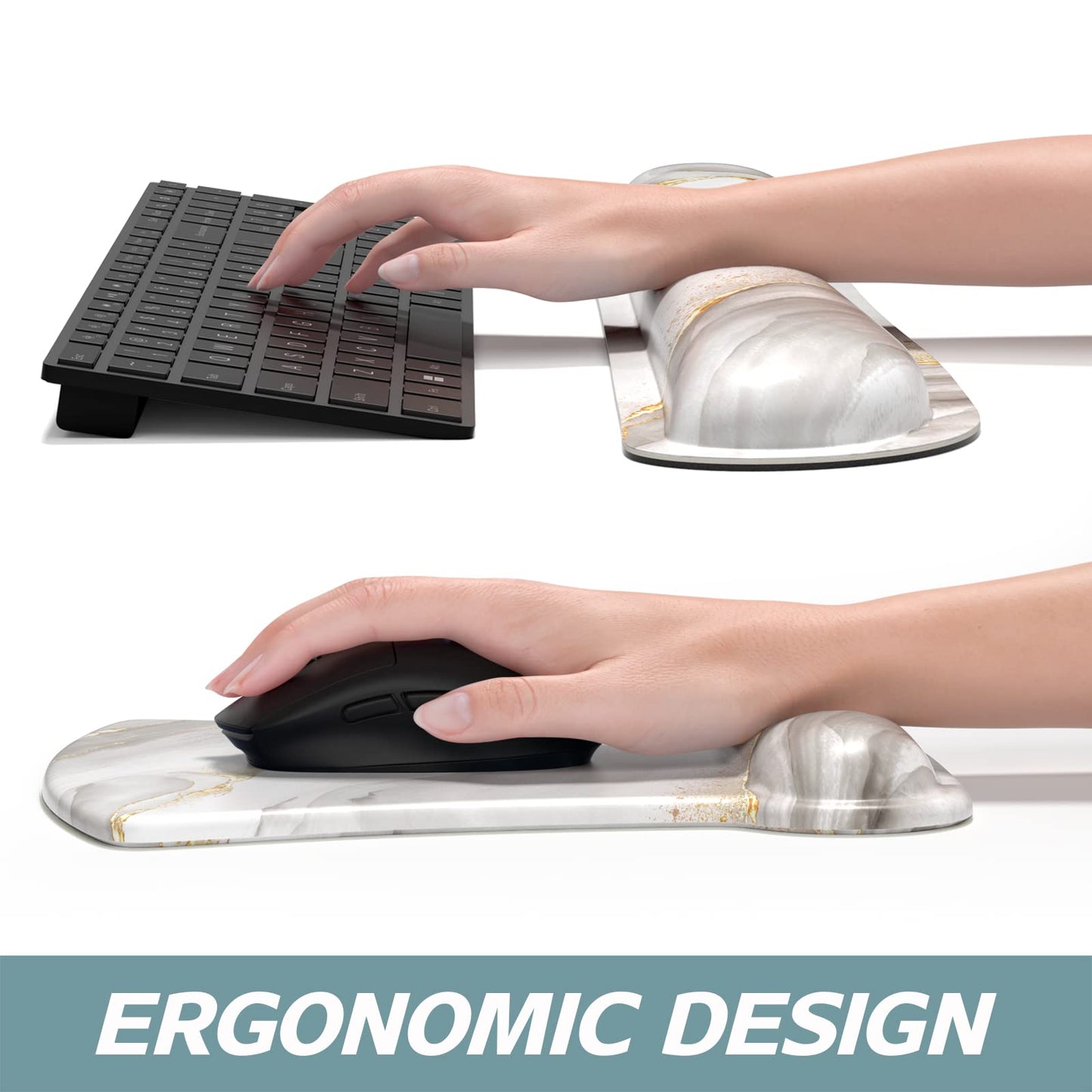 ITNRSIIET Mouse Pad Wrist Support Keyboard Wrist Rest Pad Ergonomic Mousepad Non-Slip Memory Foam